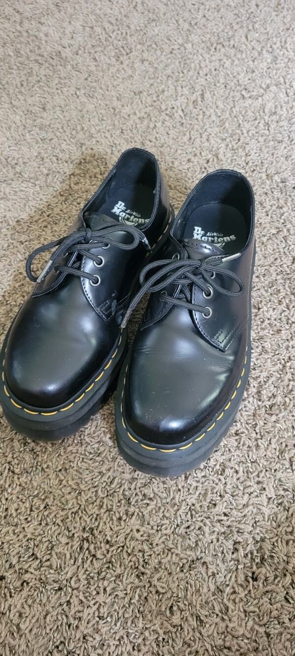 Dr. Martens 1461 Quad Platform Oxford Shoes Black Leather Women US 8 UK 6 EU 39